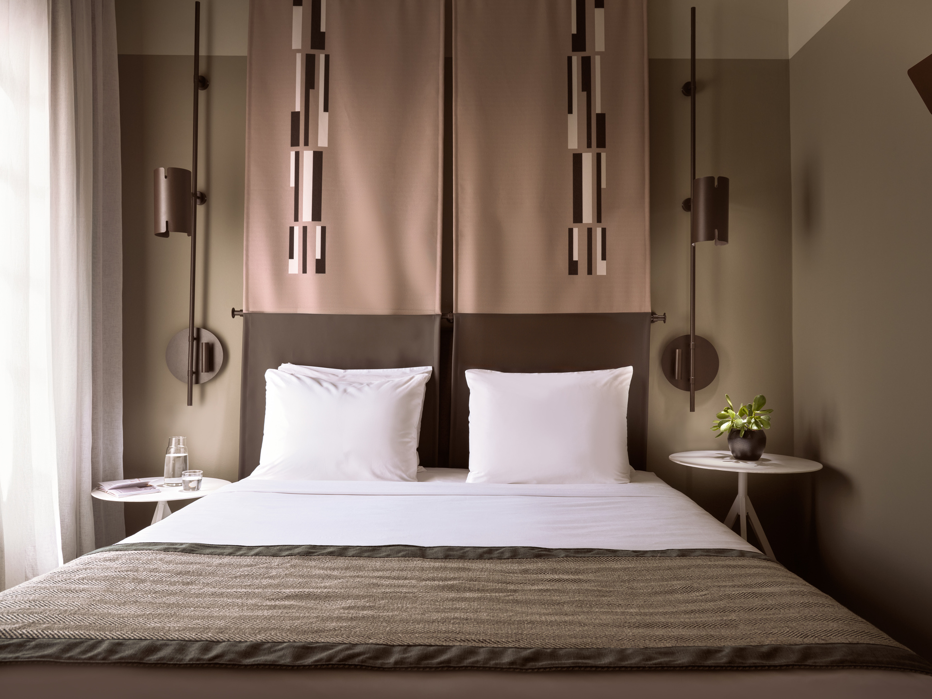 
Standard Room Inner View at City Hotel with a double bed, modern lighting, and minimalist decor